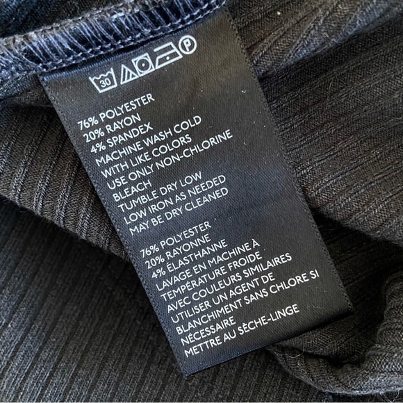 URBAN OUTFITTERS 90s Ribbed Charcoal Twisted Front Knot Crop Top w/ long sleeves - Picture 4 of 5